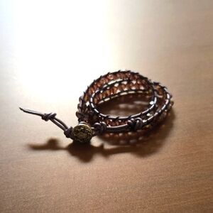 Wrap Bracelet, Elegant Purple Beaded Bracelet. 2 Wraps. Handmade.